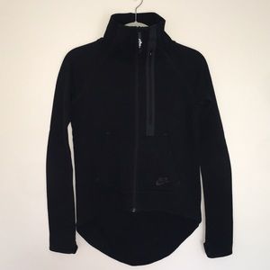 Nike Zip-up Sweatshirt High-Low Black Thumbholes